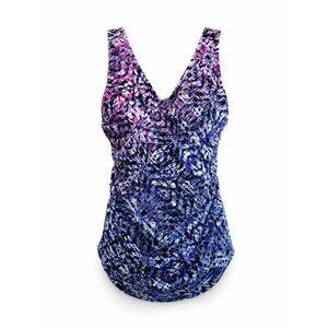 Swimsuits For All Size 12 One Piece Skirted Swimsuit Blue Pink Tummy Control Sha